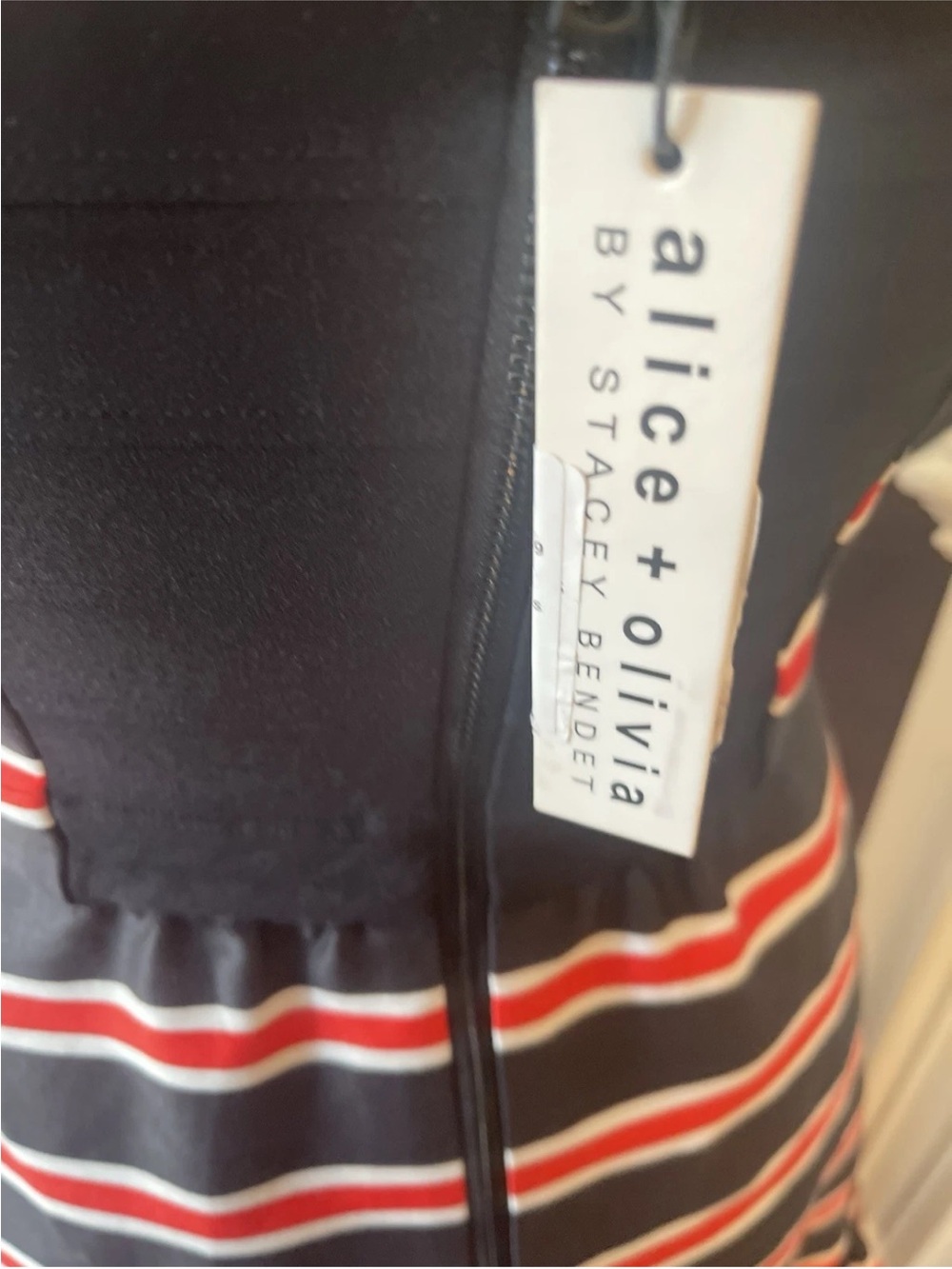 ALICE & OLIVIA DIANA TEAKWOOD STRIPE STRUCTURED MIDI DRESS NWT $660 Sz 4 - Picture 11 of 15